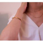 Jt Ιδιαίτερο βραχιόλι χειροπέδα ατσάλινο με ρευστή γραμμή