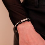 JT Λαμπερό ατσάλινο βραχιόλι ριβιέρα με ταυτότητα για χάραξη