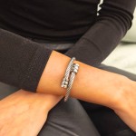 Jt Unisex Ελαστικό Ατσάλινο Βραχιόλι Μεταλλικό Σχοινί