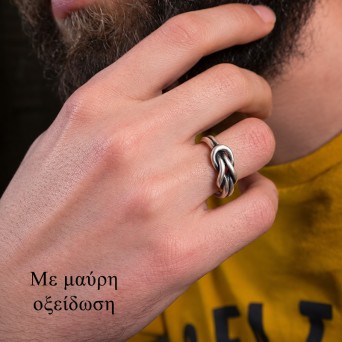 Jt Unisex Ασημένιο Δαχτυλίδι Κόμπος του Ηρακλή