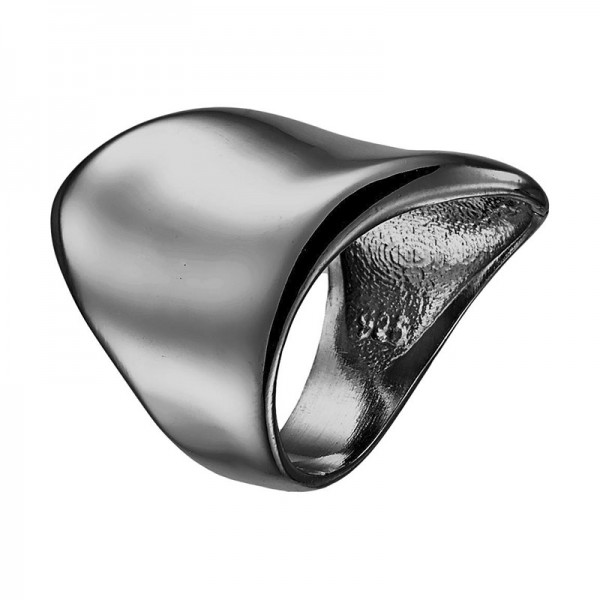 RNG Aσημένιο ανοιχτό δαχτυλίδι σωλήνας με μαύρο πλατίνωμα
