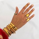 Jt Σετ Aτσάλινα δαχτυλίδια χρυσά σωλήνες με καμπύλες 