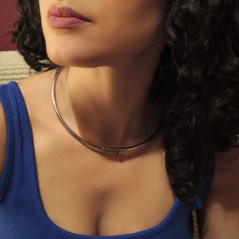 JT Aτσάλινο κολιέ λαιμαριά - βέργα καρφί κουμπωτή