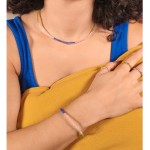 Jt Ατσάλινο βραχιόλι με χρωματιστές πέτρες μάτι γάτας 3mm