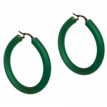 AD Ατσάλινα σκουλαρίκια κρίκοι πράσινο καουτσούκ