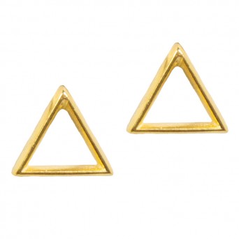 AD Ασημένια επίχρυσα καρφωτά σκουλαρίκια τρίγωνο