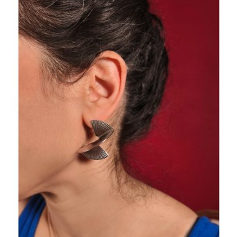Jt Εντυπωσιακά ατσάλινα σκουλαρίκια στριφτή βεντάλια