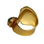 Ano Ασημένιο χρυσό δαχτυλίδι με τιρκουάζ και χαλαζία
