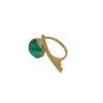 Ano Ασημένιο δαχτυλίδι χρυσό με πράσινη πέτρα ζαντ με χαλαζία