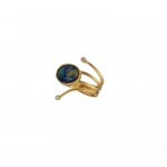Ano Ασημένιο δαχτυλίδι χρυσό με πέτρα Αζουρομαλαχίτη