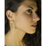 Ano Ασημένιο σκουλαρίκια μισοφέγγαρο με μαργαριτάρι