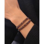 Jt Δερμάτινο διπλό βραχιόλι - κολιέ τσόκερ με κρύσταλλα