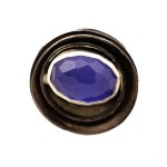 Efstathia Ασημένιο δαχτυλίδι με ταγιέ από μπλε αχάτη και χαλαζία