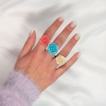 Jt Χειροποίητο ελαστικό δαχτυλίδι ανοιχτό τριαντάφυλλο 19mm