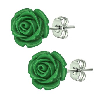 Jt Χειροποίητα ασημένια καρφωτά σκουλαρίκια τριαντάφυλλα 