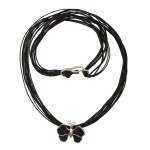 Jt Ασημένιο κολιέ πεταλούδα με λάβα και μαργαριτάρι