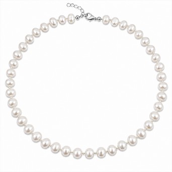 Jt Unisex ασημένιο κολιέ φυσικά μαργαριτάρια 8mm - 9mm Jt Unisex ασημένιο κολιέ φυσικά μαργαριτάρια 8mm - 9mm