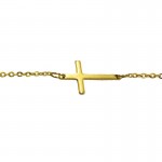 Jt Unisex χρυσό ατσάλινο βραχιόλι σταυρός με αλυσίδα