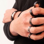 JT Ατσάλινο ανδρικό δαχτυλίδι μαύρο ματ & λουστρέ