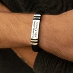 JT Ανδρικό δερμάτινο βραχιόλι ταυτότητα με χάραξη από ατσάλι JT Ανδρικό δερμάτινο βραχιόλι ταυτότητα με χάραξη από ατσάλι