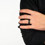 JT Ατσάλινο ανδρικό δαχτυλίδι βέρα μαύρη με μαιάνδρους