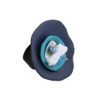 Jt Ασημένιο δαχτυλίδι με μπλε δερμάτινους κύκλους και Swarovski