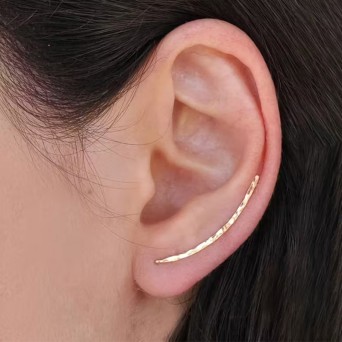 Jt Μίνιμαλ ατσάλινο ear climber σκουλαρίκι λεπτό σφυρήλατο