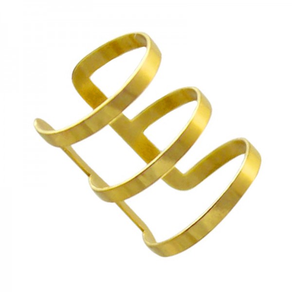 Jt Unisex Μονό χρυσό ατσάλινο σκουλαρίκι cuff τρίσειρο
