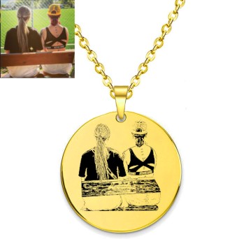 Jt Ατσάλινο κολιέ φλουρί με χάραξη δικό σου σχέδιο/φωτογραφία Jt Ατσάλινο κολιέ φλουρί με χάραξη δικό σου σχέδιο/φωτογραφία