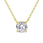 JT Λαμπερό ατσάλινο μονόπετρο κολιέ με ζιργκόν 8mm