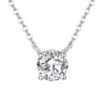 JT Λαμπερό ατσάλινο μονόπετρο κολιέ με ζιργκόν 8mm