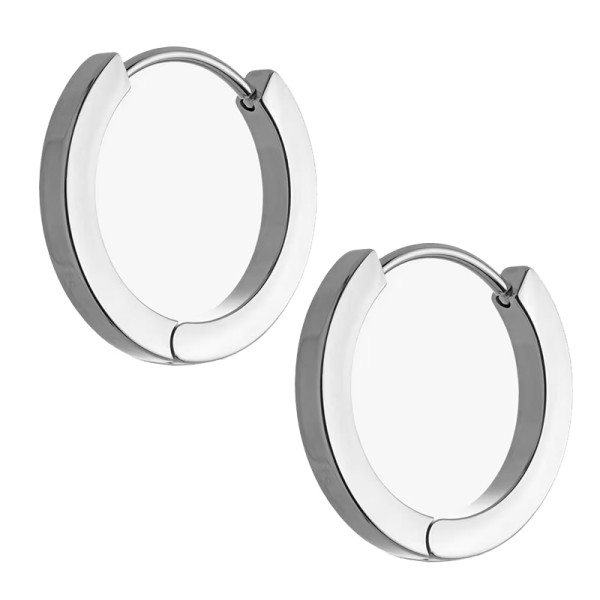 Jt Unisex σκουλαρίκια κρίκοι λεπτοί τετραγωνισμένοι ατσάλι