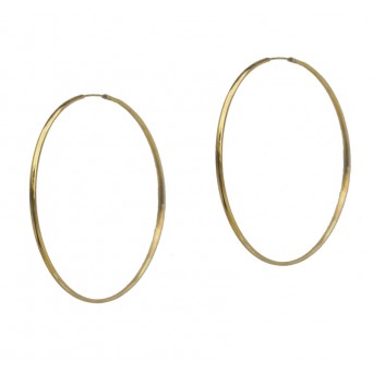 Jt Ασημένια σκουλαρίκια κρίκοι χρυσοί πολύ λεπτοί 60mm