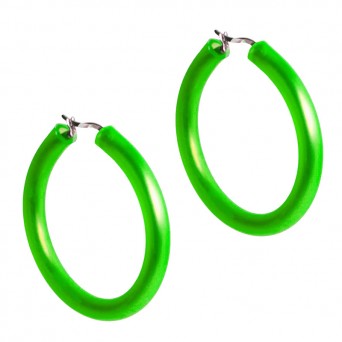 AD Ατσάλινα σκουλαρίκια κρίκοι πράσινο νέον καουτσούκ