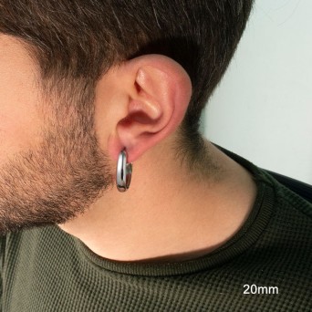 Jt Ατσάλινα σκουλαρίκια κρίκοι φαρδιοί ( χοντροί) 5mm