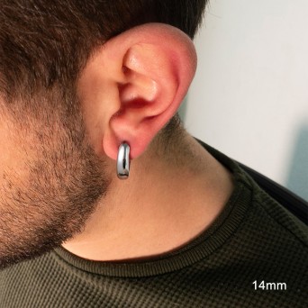 Jt Ατσάλινα σκουλαρίκια κρίκοι φαρδιοί ( χοντροί) 5mm