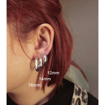 Jt Ατσάλινα σκουλαρίκια κρίκοι φαρδιοί ( χοντροί) 5mm