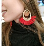 Jt Επιχρυσωμένα μεταλλικά σκουλαρίκια Boho κόκκινο χόρτο