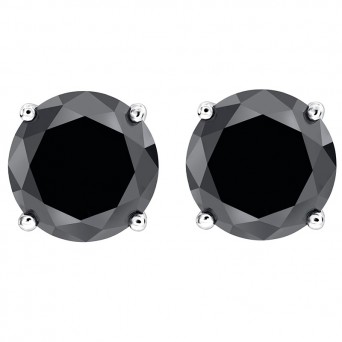 Jt Unisex ασημένια καρφωτά σκουλαρίκια μαύρα 4mm