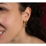 Jt Unisex σκουλαρίκια κρίκοι μικροί χρυσοί με σταυρό ατσάλι