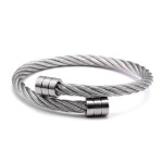 Jt Unisex Ελαστικό Ατσάλινο Βραχιόλι Μεταλλικό Σχοινί