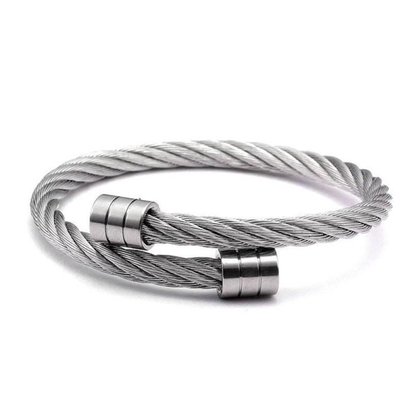 Jt Unisex Ελαστικό Ατσάλινο Βραχιόλι Μεταλλικό Σχοινί
