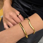 Jt Μίνιμαλ ατσάλινο βραχιόλι χειροπέδα cuff κυματιστό Jt Μίνιμαλ ατσάλινο βραχιόλι χειροπέδα cuff κυματιστό