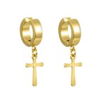 Jt Unisex σκουλαρίκια κρίκοι κλιπ με σταυρό ατσάλινα