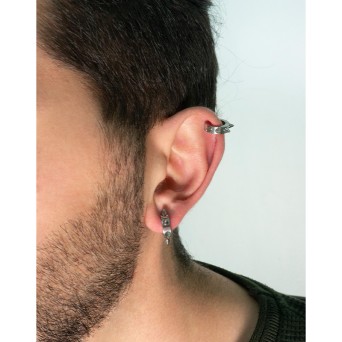 Jt Unisex ατσάλινα σκουλαρίκια κρίκοι κλιπ με καρφιά