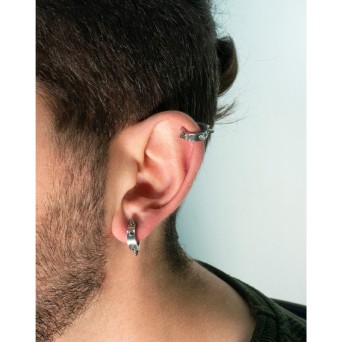 Jt Unisex ατσάλινα σκουλαρίκια κρίκοι κλιπ με καρφιά