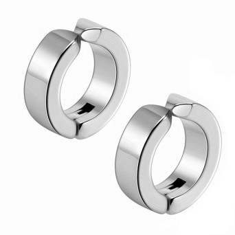 Jt Unisex ατσάλινα σκουλαρίκια κρίκοι με κλιπ / cuff