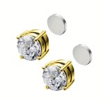 Jt Unisex ατσάλινα σκουλαρίκια μαγνητικά με συνθετικό ζιργκόν