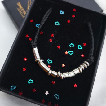 Jt Unisex Μαύρο Βραχιόλι Μυστικό Μήνυμα σε Μορς Κώδικα Ατσάλι