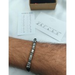 Jt Unisex Μαύρο Βραχιόλι Μυστικό Μήνυμα σε Μορς Κώδικα Ατσάλι